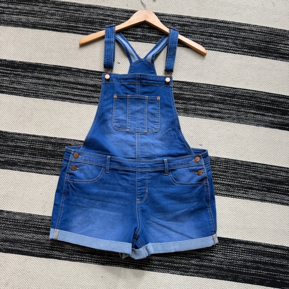 No Boundaries Pants - No Boundaries Overalls Womens Blue Denim Short Jumpsuit Size‎ L(11-13)